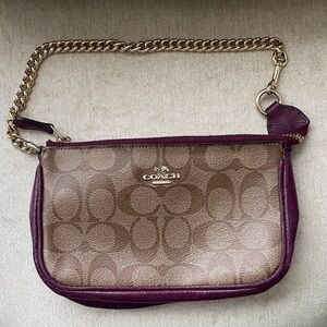 Coach Gold and Purple Chain Wristlet